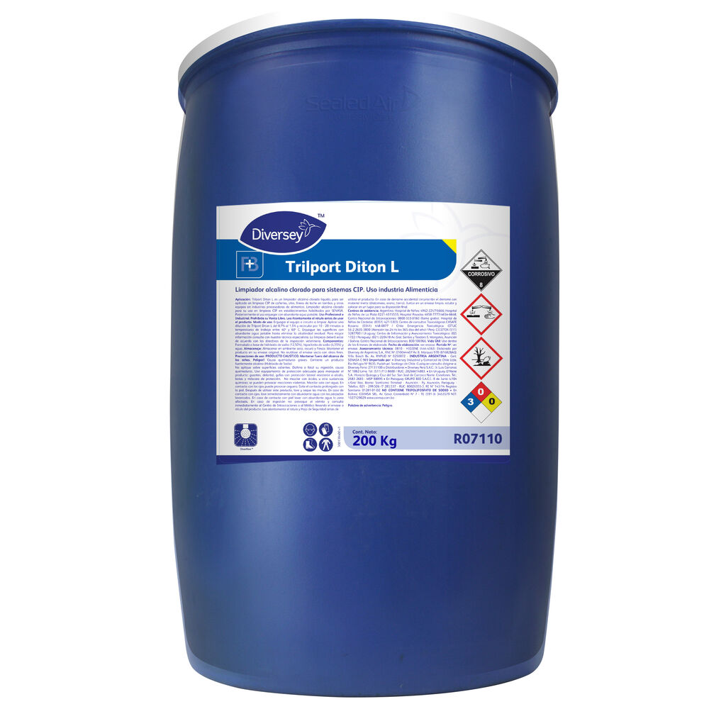 TRILPORT DITON L 200kg - LIMPIADOR ALCALINO CLORADO PARA DE SISTEMAS DE ORDEÑO